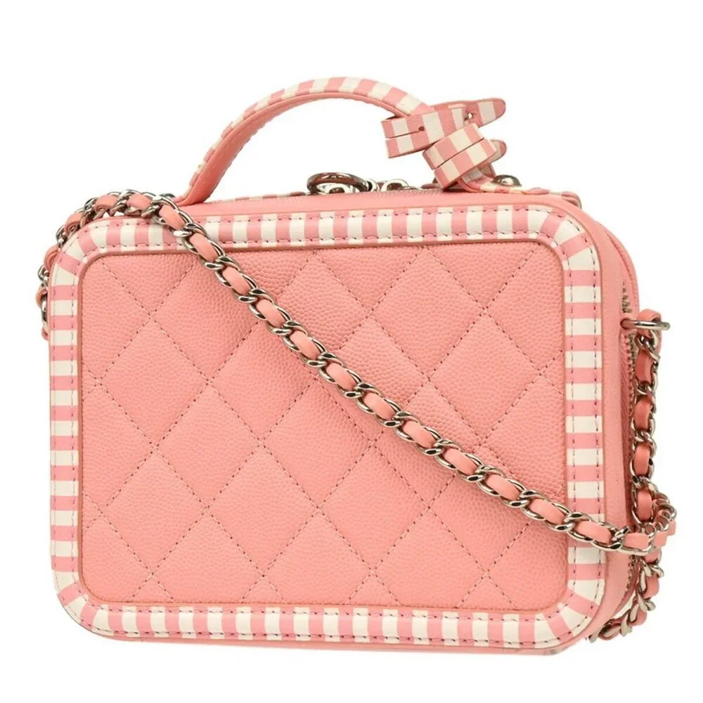 Chanel Pink Calfskin Filigree 2way Vanity Handbag 184728 - Picture 2 of 9